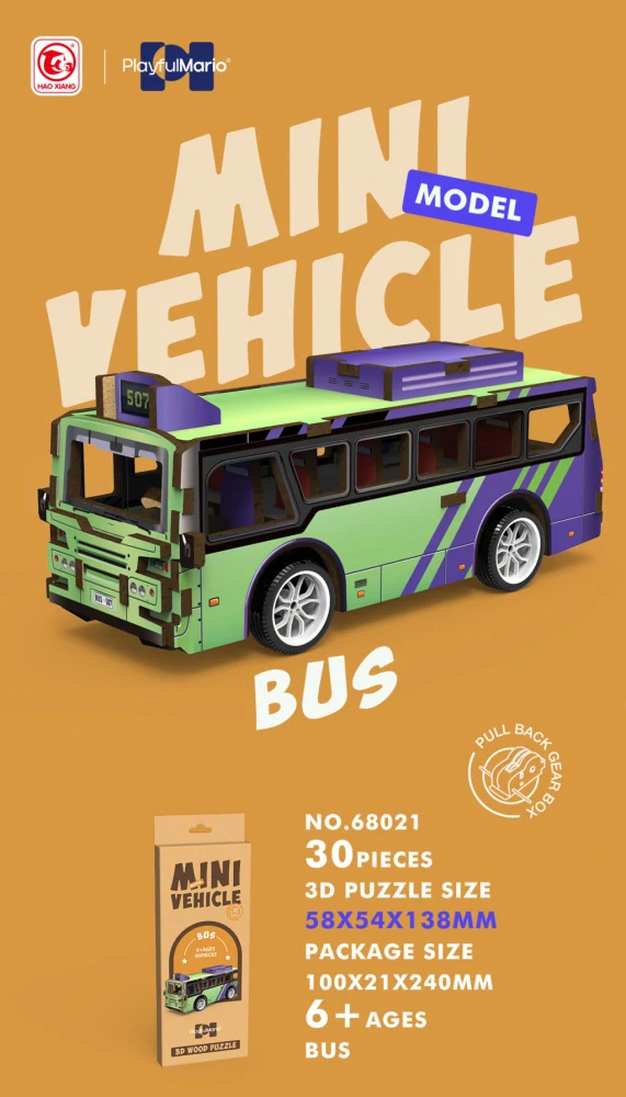 Dřevěné 3D PUZZLE - AUTOBUS