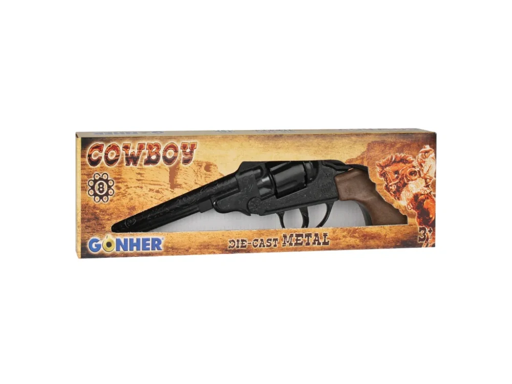 PISTOL Gonher - Revolver kapslíkový, kovový, dlouhý - 8 ran černý