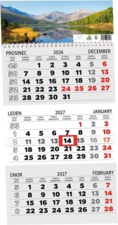NÁSTĚNNÝ KALENDÁŘ - 3 MĚSÍČNÍ 2027
