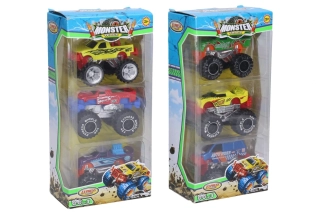 AUTA KOVOVÁ Monster Truck - sada 3 ks